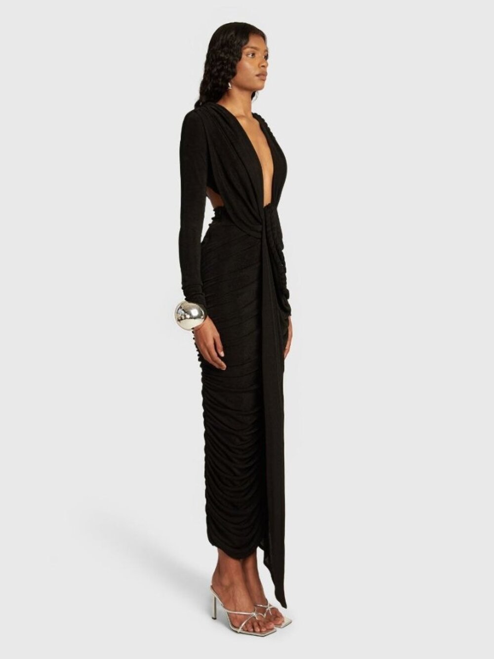 Londres Long Sleeved Backless Maxi - Black Large L 8 NWT